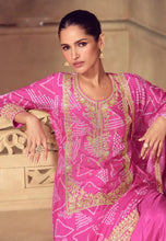 Load image into Gallery viewer, Graceful Embroidered Pink Sharara Ensemble
