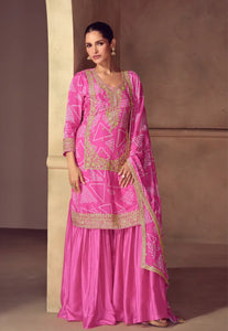 Graceful Embroidered Pink Sharara Ensemble