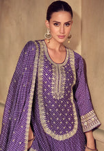 Load image into Gallery viewer, Graceful Embroidered Purple Sharara Ensemble
