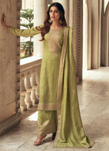 Load image into Gallery viewer, Green Colour Embroidered Pant Style Suit
