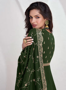 Green Elegance Reimagined Designer Anarkali Suit