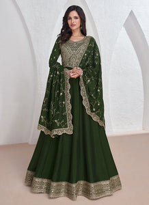 Green Elegance Reimagined Designer Anarkali Suit