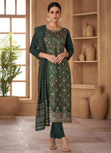 Load image into Gallery viewer, Green Embroidered Stylish Pant Style Suit
