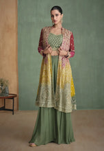 Load image into Gallery viewer, Green Multicolor Sharara Suit with Exquisite Detailing
