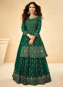 Green and Gold Sequin Embroidered Indo Western Lehenga fashionandstylish.myshopify.com