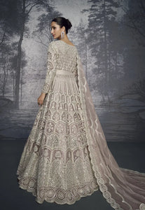 Grey Colour Luxurious Pure Net Handcrafted Lehenga