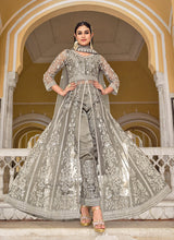 Load image into Gallery viewer, Grey Embroidered Lehenga/Pant Style Designer Anarkali
