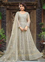 Load image into Gallery viewer, Grey Heavy Embroidered Designer Anarkali Suit

