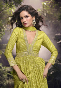 Intricate Embroidered Yellow Anarkali Gown