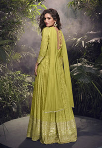 Intricate Embroidered Yellow Anarkali Gown