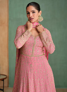 Lavish Embroidered Light Pink Anarkali Gown