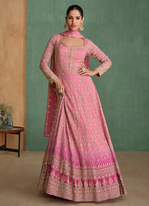 Lavish Embroidered Light Pink Anarkali Gown