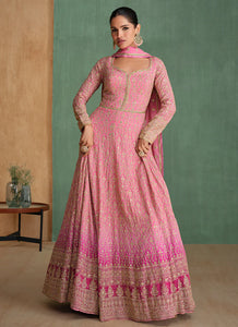 Lavish Embroidered Light Pink Anarkali Gown