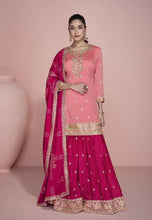 Load image into Gallery viewer, Lavish Embroidered Peach-Pink Sharara Suit
