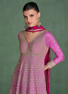 Lavish Embroidered Pink Anarkali Gown