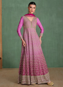 Lavish Embroidered Pink Anarkali Gown