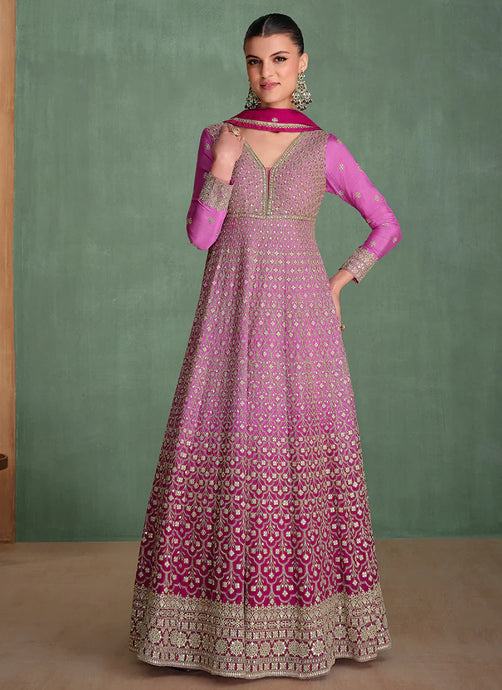 Lavish Embroidered Pink Anarkali Gown