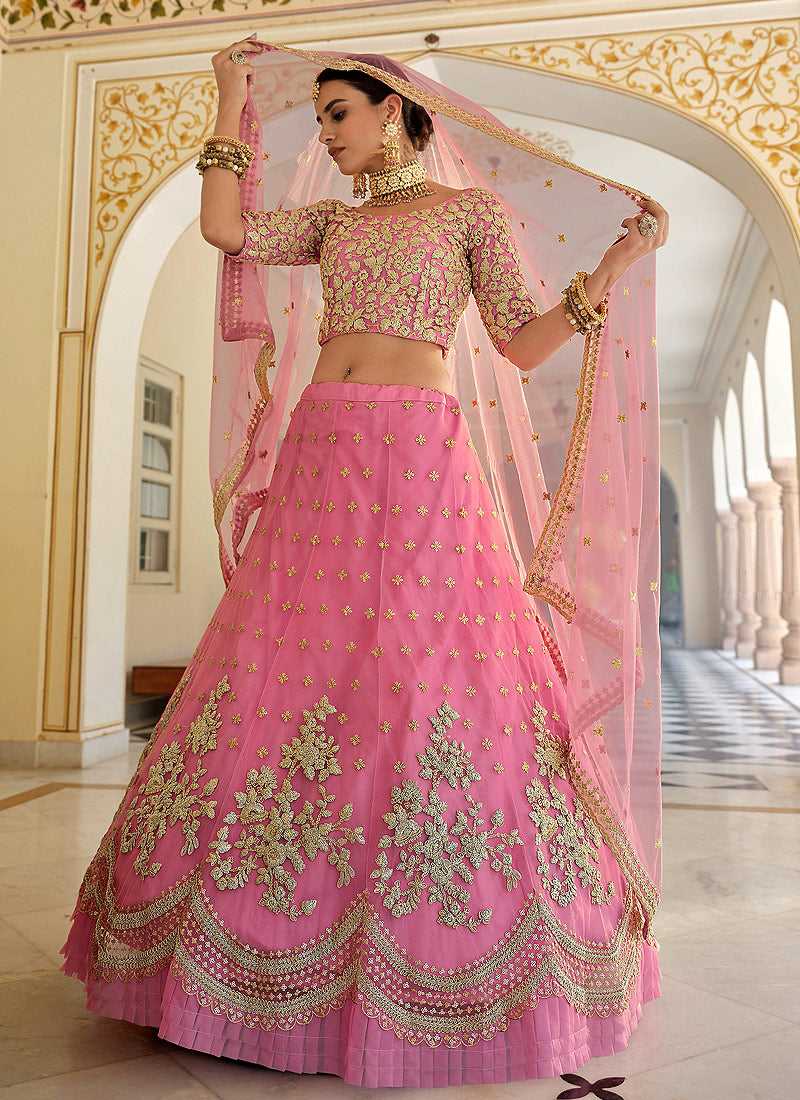 Light Pink Floral Embroidered Stylish Wedding Lehenga fashionandstylish.myshopify.com
