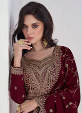 Load image into Gallery viewer, Maroon Elegance Reimagined Designer Anarkali Suit
