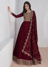 Load image into Gallery viewer, Maroon Elegance Reimagined Designer Anarkali Suit
