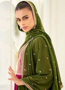 Mesmerizing Magenta and Green Embroidered Sharara Suit - Indian Clothing Magenta / Thread / Georgette Mesmerizing Magenta and Green Embroidered Sharara Suit - Indian Clothing Magenta / Thread / Georgette