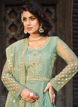 Load image into Gallery viewer, Mint Heavy Embroidered Designer Anarkali Suit
