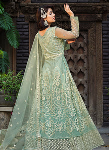 Mint Heavy Embroidered Designer Anarkali Suit