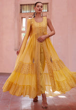 Load image into Gallery viewer, Modern Elegance Yellow Embroidered Slit Style Anarkali
