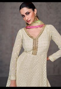 Off White Exquisite Heavy Embroidered Anarkali Salwar Suit