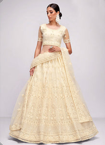 Off White Floral Embroidered Heavy Designer Lehenga Choli