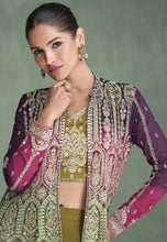 Load image into Gallery viewer, Olive Multicolor Sharara Suit with Exquisite Detailing
