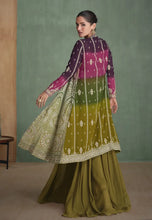 Load image into Gallery viewer, Olive Multicolor Sharara Suit with Exquisite Detailing
