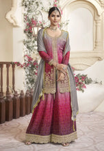 Load image into Gallery viewer, Opulent Embroidered Grey-Pink Palazzo Suit
