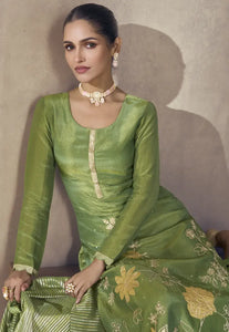 Opulent Grace Embroidered Green Pant Style Suit