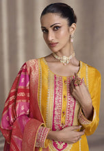 Load image into Gallery viewer, Opulent Grace Embroidered Yellow Pant Style Suit
