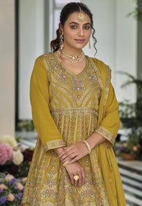 Party-Perfect Embroidered Yellow Palazzo Suit