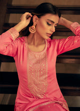 Load image into Gallery viewer, Peach Colour Embroidered Pant Style Suit
