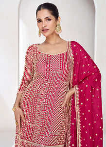 Pink Colour Exquisite Embroidered Sharara Attire