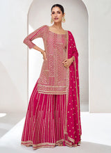 Load image into Gallery viewer, Pink Colour Exquisite Embroidered Sharara Attire
