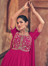 Load image into Gallery viewer, Pink Embroidered Jacket Style Kalidar Anarkali
