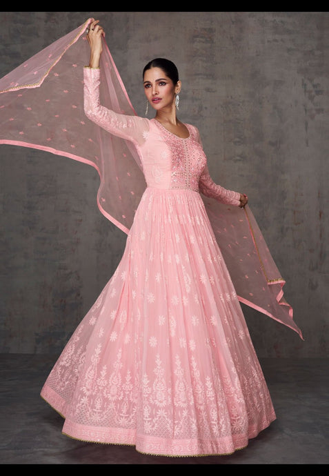 Pink Exquisite Heavy Embroidered Anarkali Salwar Suit
