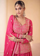 Load image into Gallery viewer, Pink Heavy Embroidered Koti Style Designer Lehenga Choli
