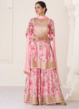 Load image into Gallery viewer, Pink Multi Colour Printed Floral Gharara Style Suit
