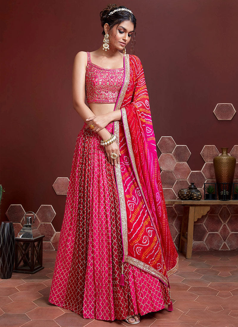 Pink Two Tone Stylish Lehenga Choli