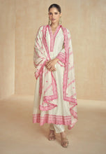 Load image into Gallery viewer, Pink White Flattering Slit-Style Anarkali Dress
