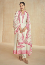 Load image into Gallery viewer, Pink White Flattering Slit-Style Anarkali Dress
