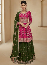 Load image into Gallery viewer, Pink and Green Embroidered Lehenga Choli
