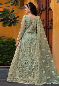 Pista Green Heavy Embroidered Designer Anarkali
