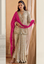 Load image into Gallery viewer, Premium Georgette Magenta Heavy Hand-Embroidered Dhoti Set

