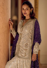 Load image into Gallery viewer, Premium Georgette Purple Heavy Hand-Embroidered Dhoti Set
